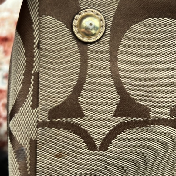 Authentic Coach handbag in brown/tan “C” monogram and gold sparkle accents - Picture 12 of 12